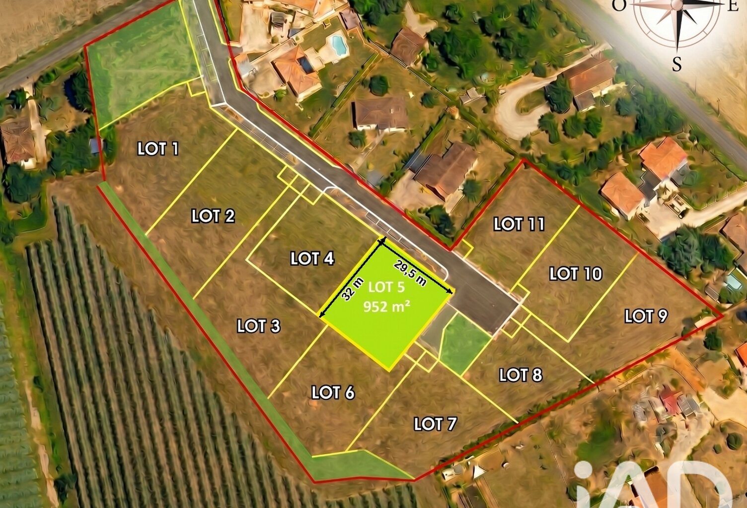 Vente Terrain à bâtir 952 m&sup2; — photo 1