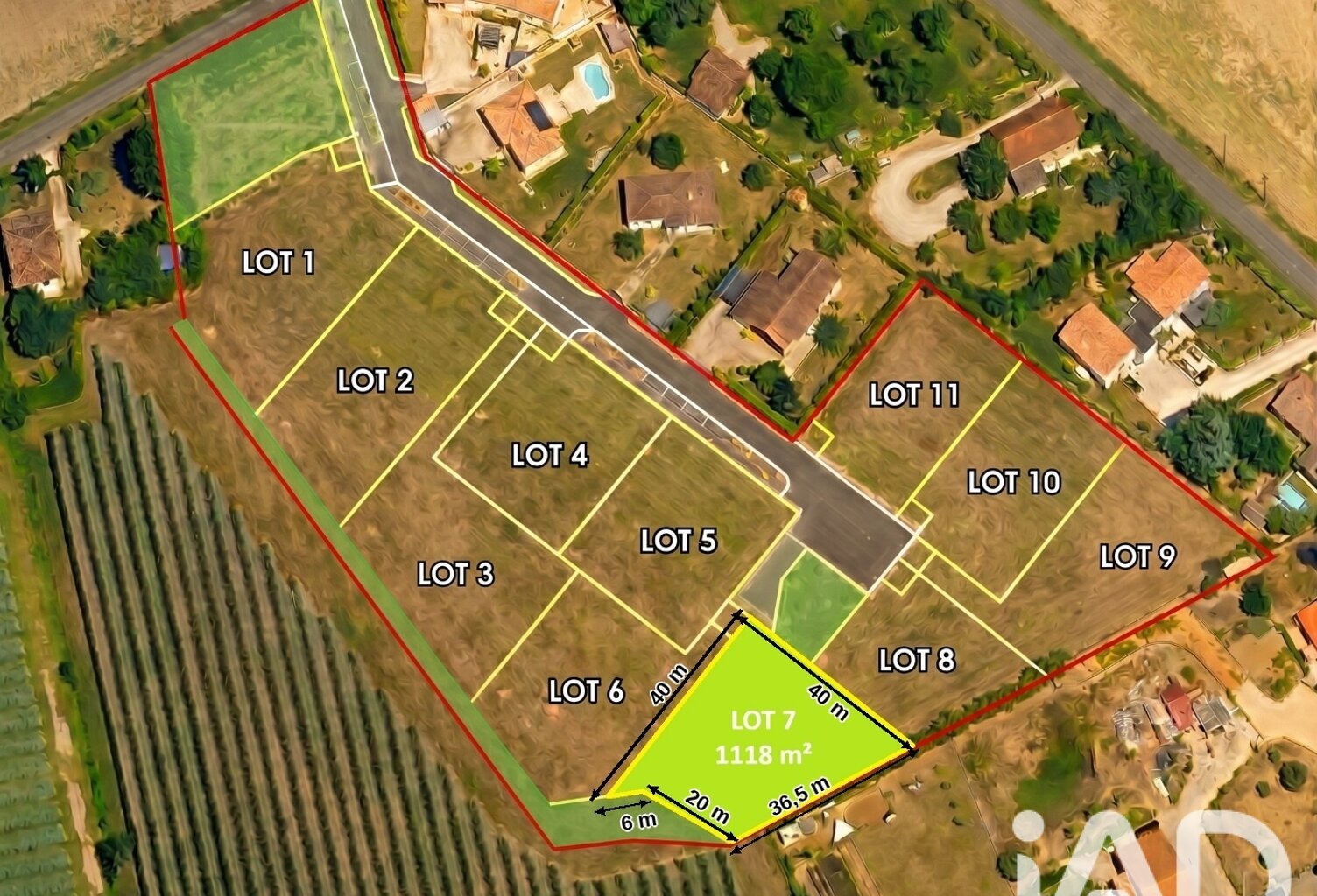 Vente Terrain à bâtir 1 118 m&sup2; — photo 1