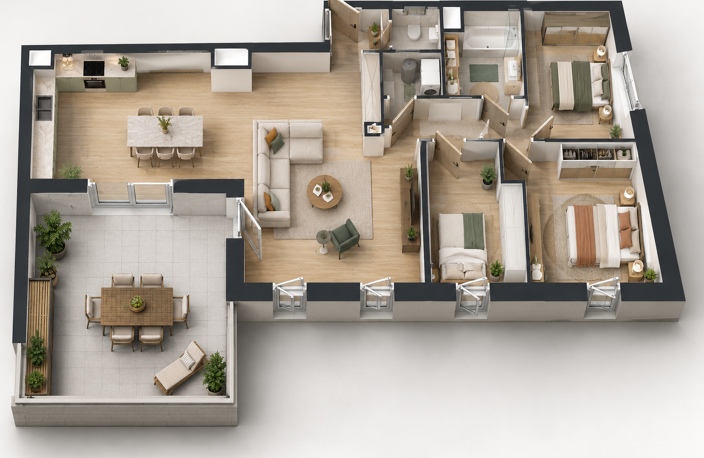 EXCEPTIONNEL : T4 EN ATTIQUE , TERRASSE DE 31 M² + SEJOUR DE 61 M² ! — photo 2