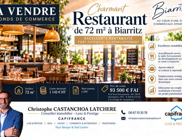 Charmant Restaurant de 72 m² à Biarritz — photo du bien