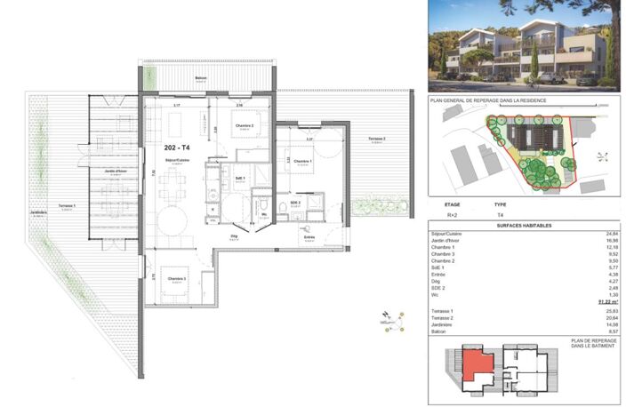 LA FRANQUI (LEUCATE). PENTHOUSE T4 EN DERNIER ÉTAGE. VUE DÉGAGÉE ET 77 M² D'EXTÉRIEURS — photo 2