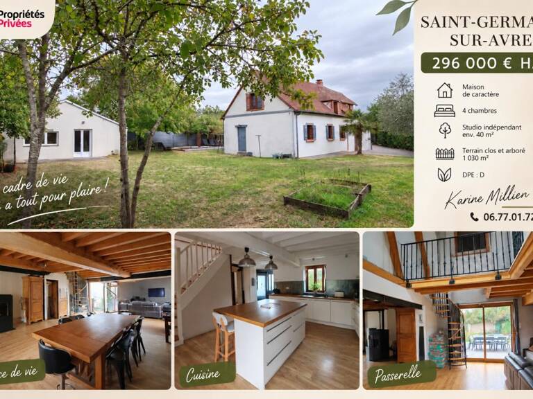 SAINT GERMAIN SUR AVRE Maison individuelle avec studio aménagé - 1 étage - 4 chambres - Petites dépendances pour stockage - Terrain - 296000  HAI — photo 1