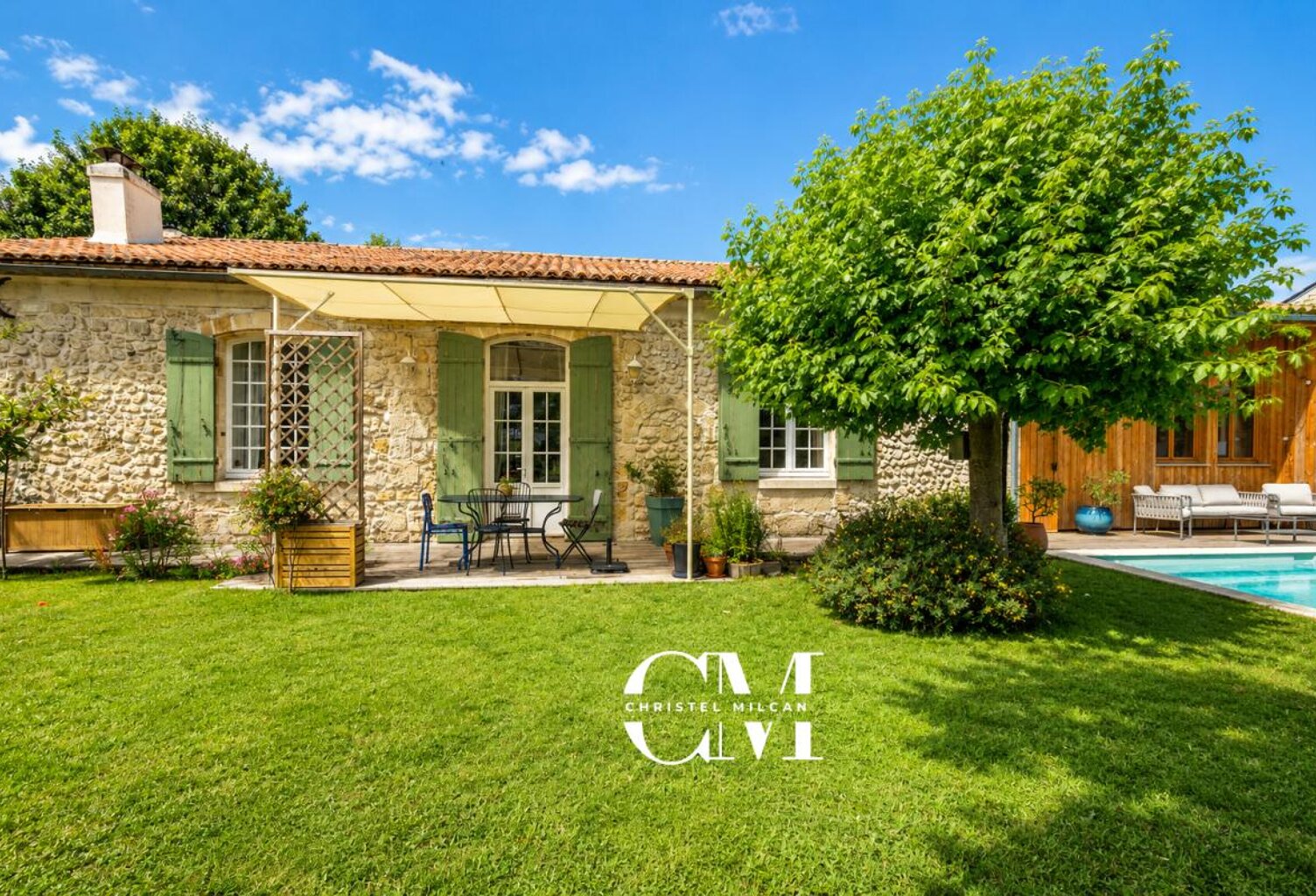 Maison en pierre plain pieds 170 m² Le Bouscat Centre, jardin, piscine, double garage — photo 1