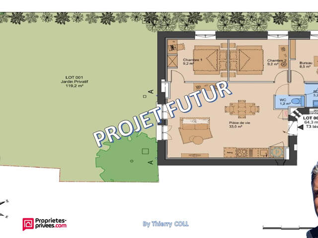 LYON 3 T3 bis rez-de-jardin de 69.70 M² avec grand jardin privatif de 119M² — photo du bien
