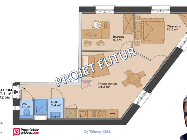 LYON 3 T2 bis de 47.10M² — photo du bien
