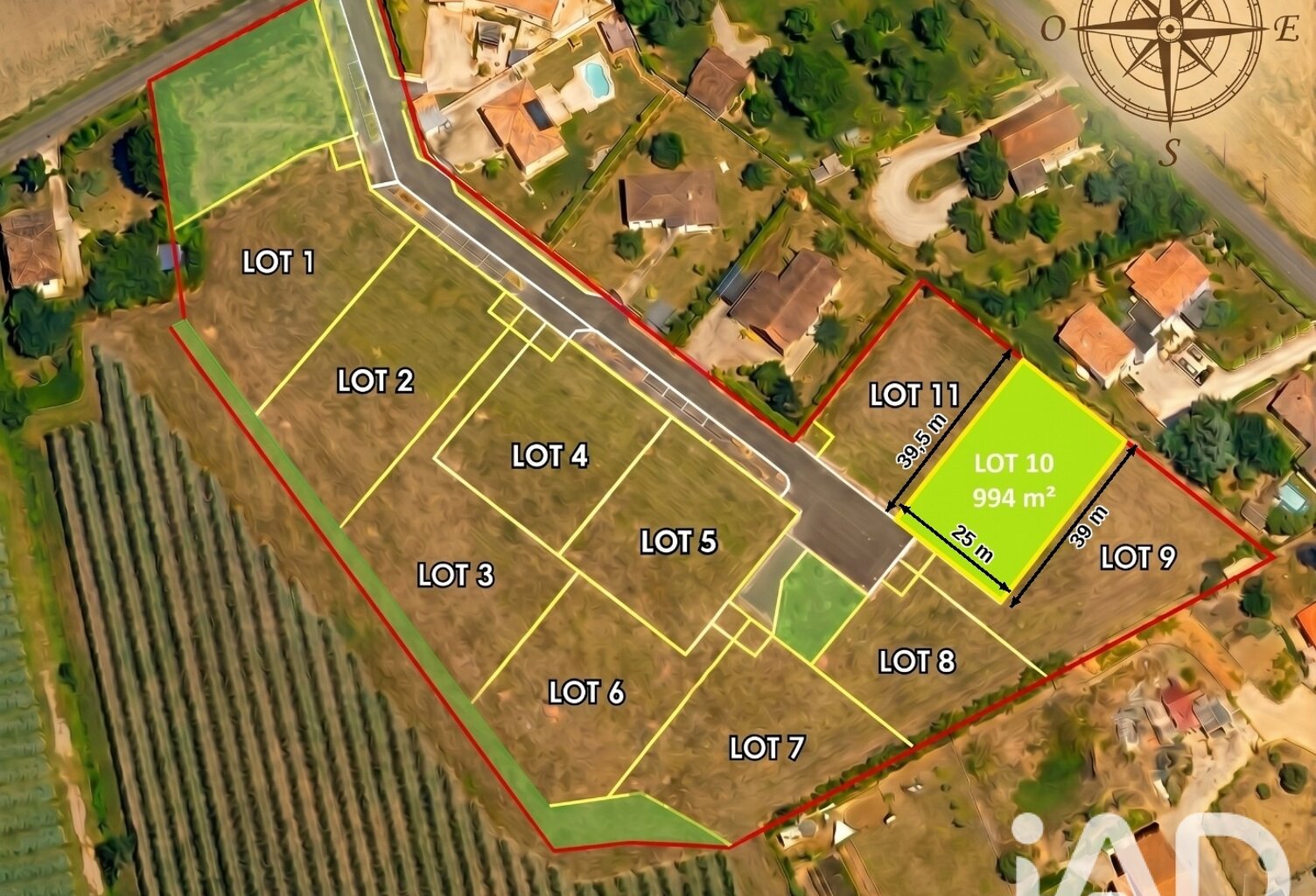 Vente Terrain à bâtir 994 m&sup2; — photo 1