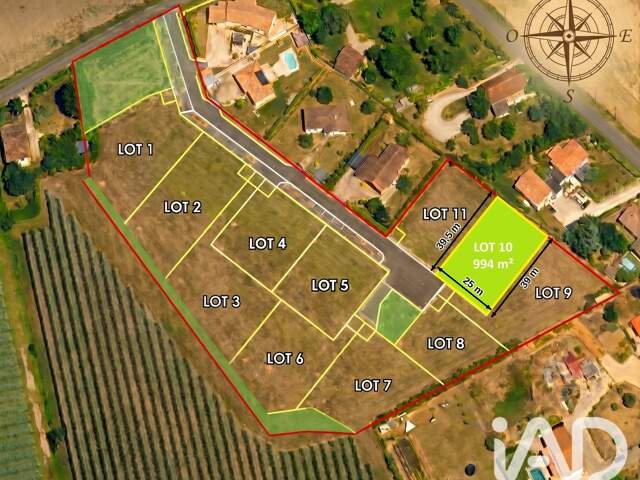 Vente Terrain à bâtir 994 m&sup2; — photo du bien