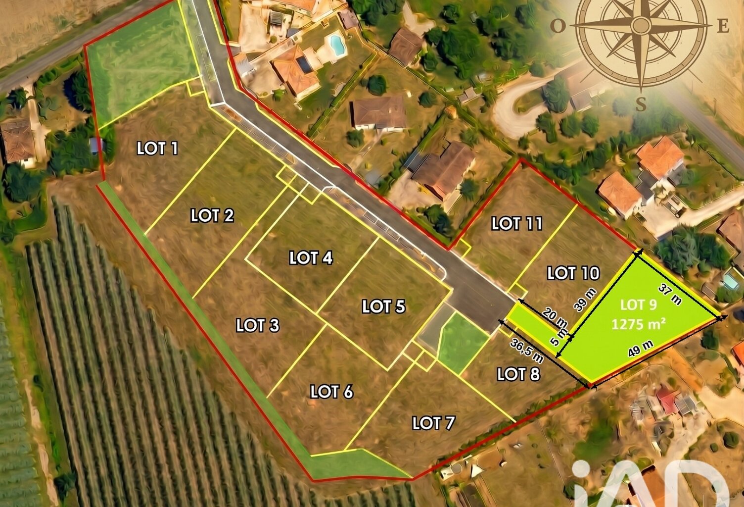 Vente Terrain à bâtir 1 275 m&sup2; — photo 1