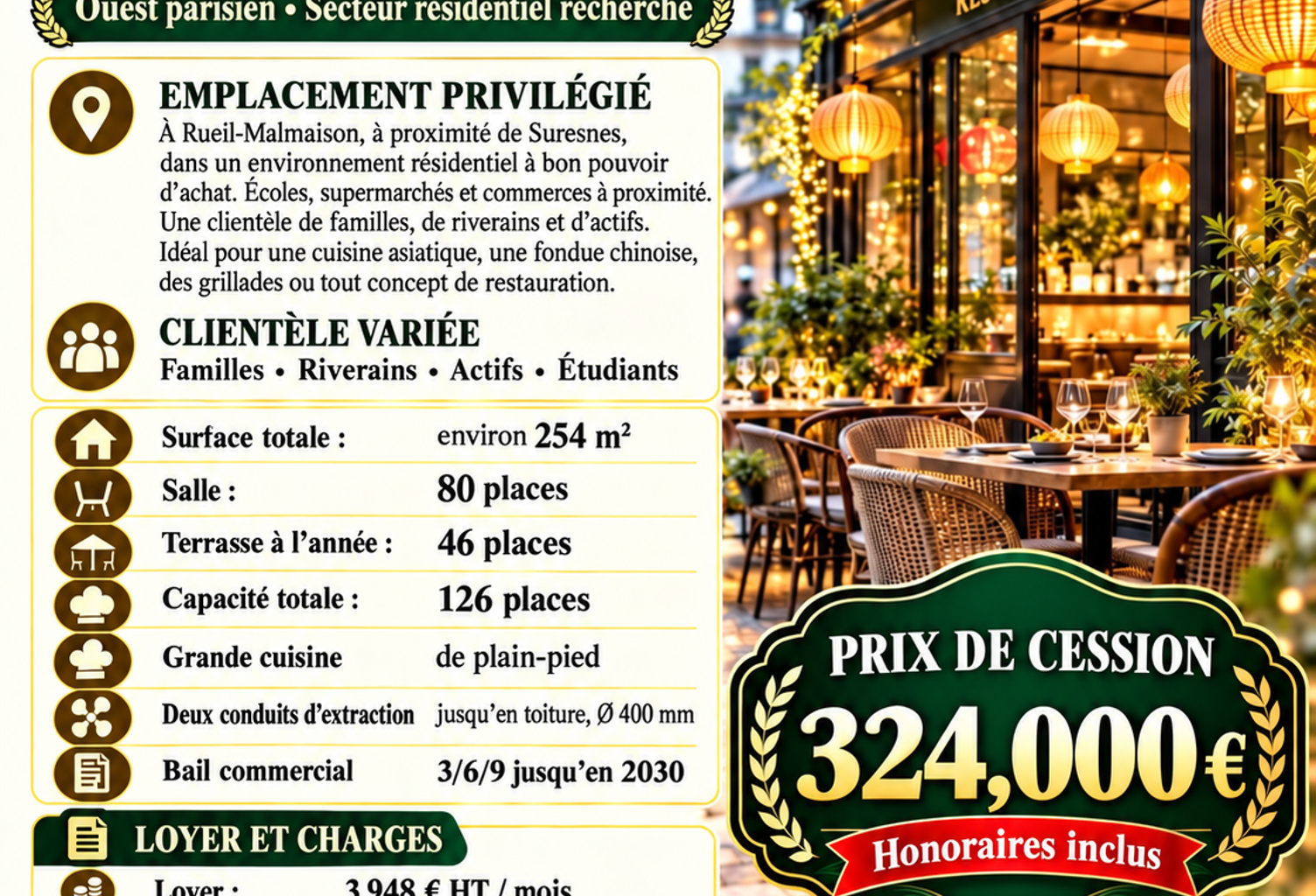 Vente Restaurant 254 m&sup2; — photo 1