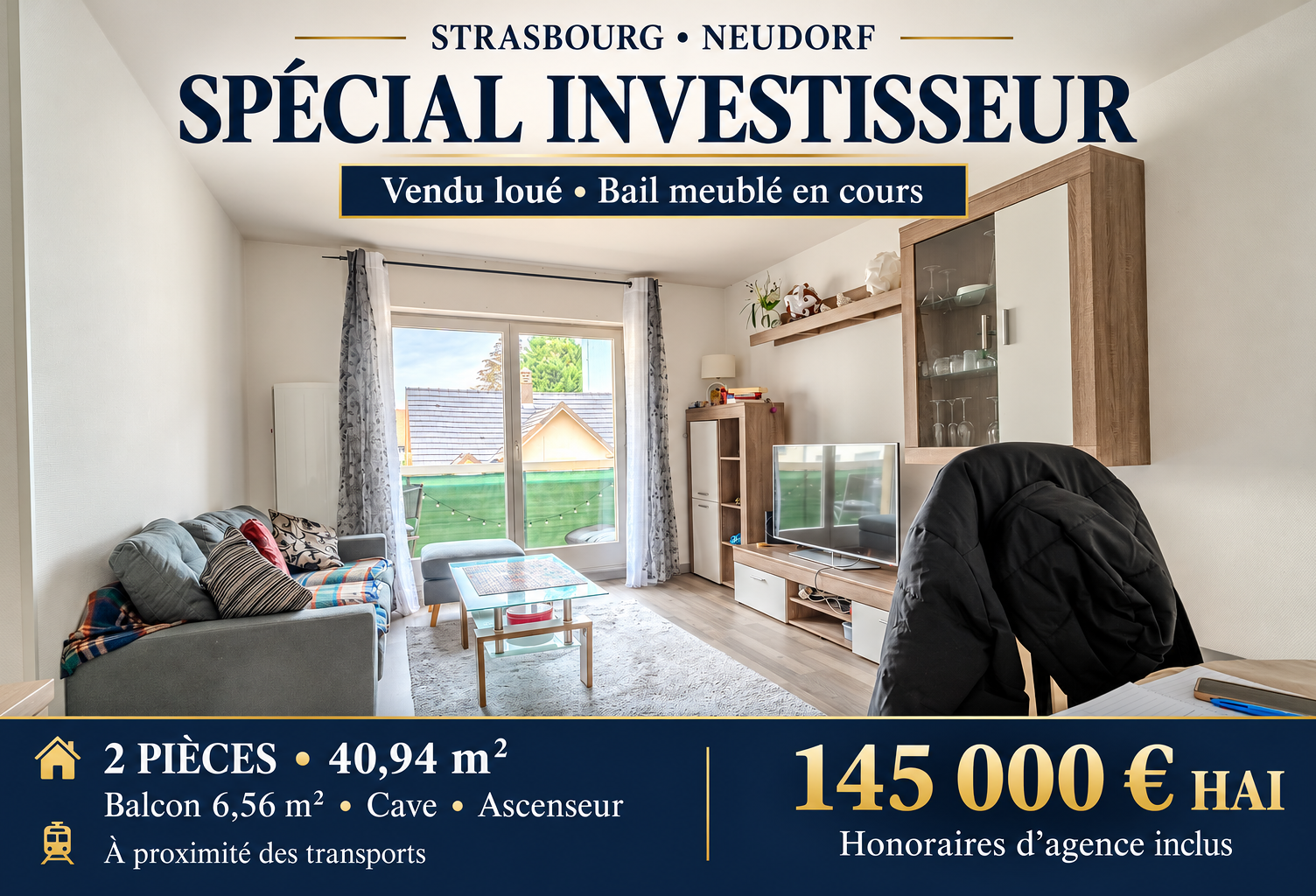 STRASBOURG NEUDORF -- SPÉCIAL INVESTISSEUR T2 AVEC BALCON, VE — photo 1