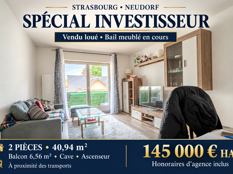 STRASBOURG NEUDORF -- SPÉCIAL INVESTISSEUR T2 AVEC BALCON, VE — photo 1
