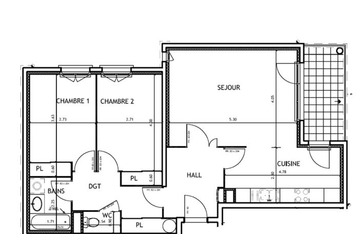 Dpt Haute Savoie (74), à vendre FAVERGES appartement T3 100% RENOVE ( 73,21 m2) Expo Sud Est au 2ème étage avec terrasse — photo 3