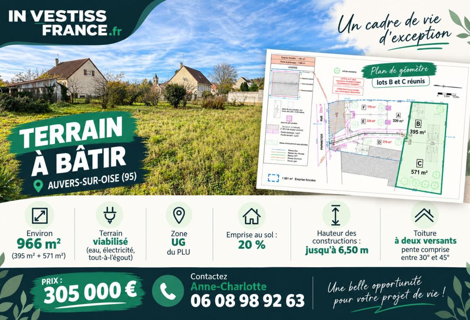 AUVERS SUR OISE (95) - Terrain à bâtir - 966m² — photo 1