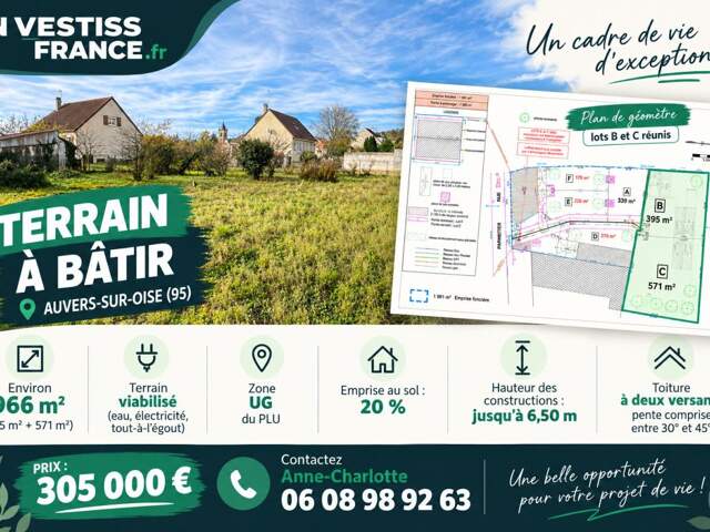 AUVERS SUR OISE (95) - Terrain à bâtir - 966m² — photo du bien