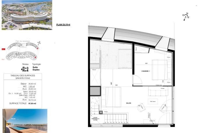 CAP D'AGDE. DUPLEX DE STANDING 87 M². ROOFTOP RÉSIDENT ET VUE PANORAMIQUE PORT ET MER — photo 3