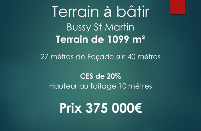 Terrain Bussy Saint Martin 1099 m2 lot n°1 — photo 3