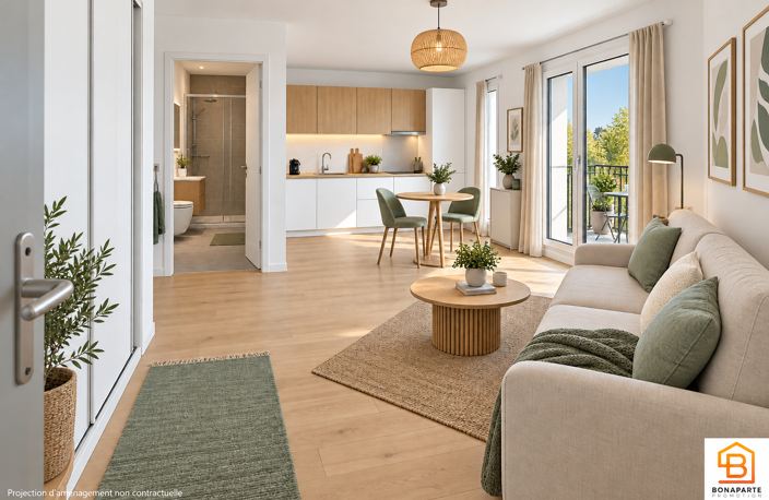 Studio optimisé en 2 pièces de 34m² avec balcon de 11m² futur tram t1 en pied de résidence ! — photo 2