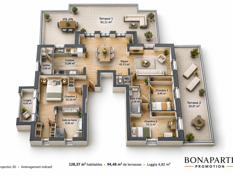 Livré et visitable sur domaine confidentiel et intimiste : magnifique appartement 4 pièces 130m² ave — photo 1