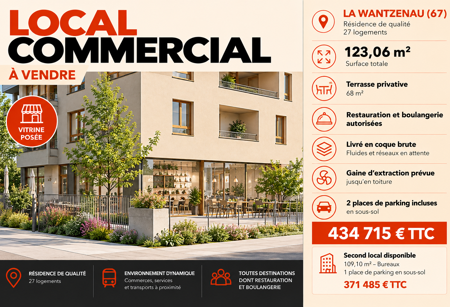 La Wantzenau (67) - Local de 126 m2 pour boulangerie ou restauration. — photo 1