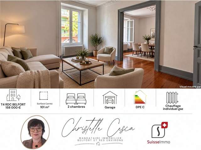 BELFORT - Fg de Lyon, beau T4  de type Haussmannien de  100 m2 avec garage et cave — photo du bien