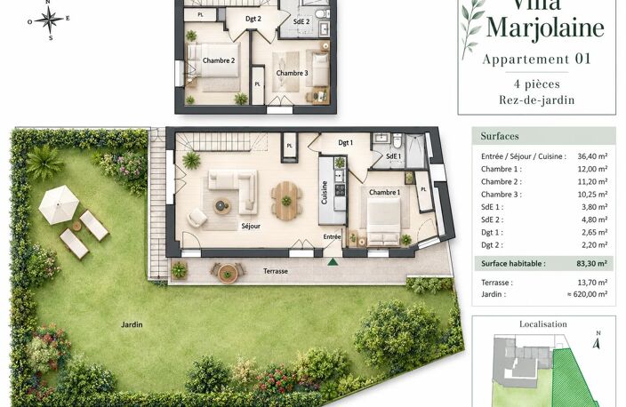 MAGNIFIQUE REZ-DE-MAISON 4 PIÈCES AVEC JARDIN – 80 M² – VENDU ME — photo 4