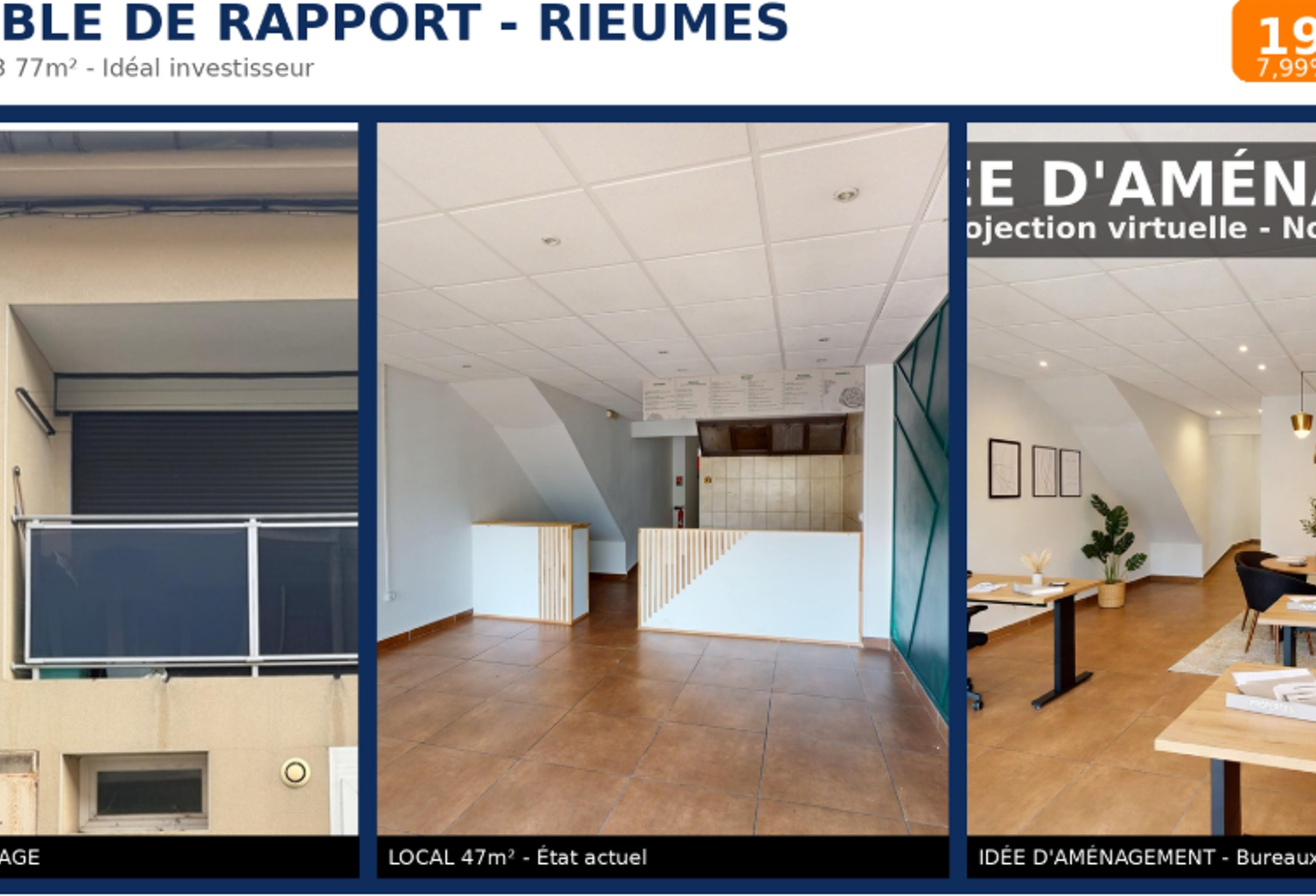 IMMEUBLE DE RAPPORT  MIXTE - 124m2  LOCAL + T3 - 199 000EUR — photo 1