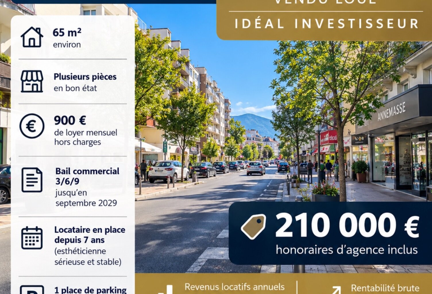 LOCAL COMMERCIAL VENDU LOUÉ – IDÉAL INVESTISSEUR — photo 1