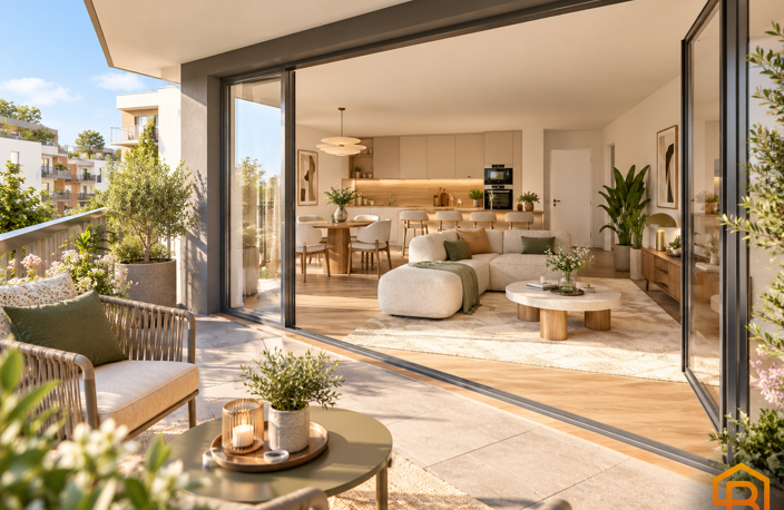 DERNIER ÉTAGE – 59 M² – BALCON DE 14 M² – 2 PIÈCES ÉVOLUTIF FUTUR TRAM T1 EN PIED DE RESIDENCE ET AC — photo 2
