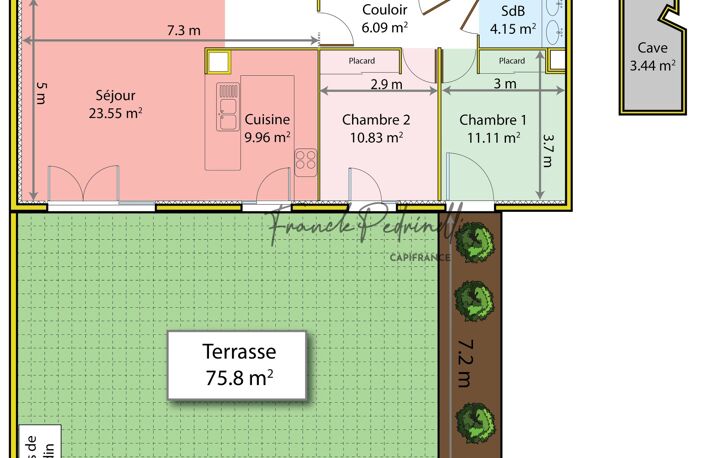 Beau T3 72 m²  VILLEURBANNE (69) CHARPENNES – Place Charles Hernu avec terrasse 75 m² — photo 5
