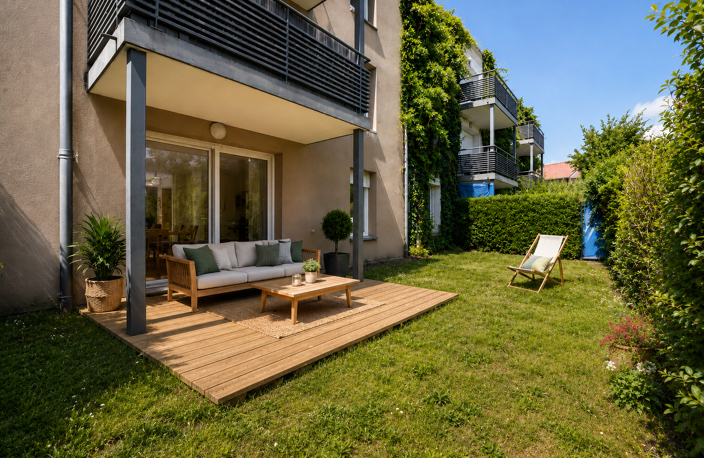 T3 avec jardin privatif de 60m², terrasse, parking privé — photo 2