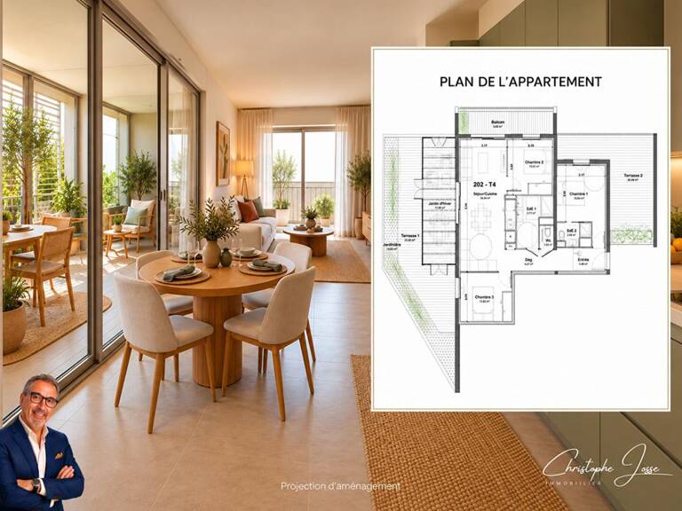 T4 avec jardin d'hiver et 2 terrasses bord de mer — photo 1