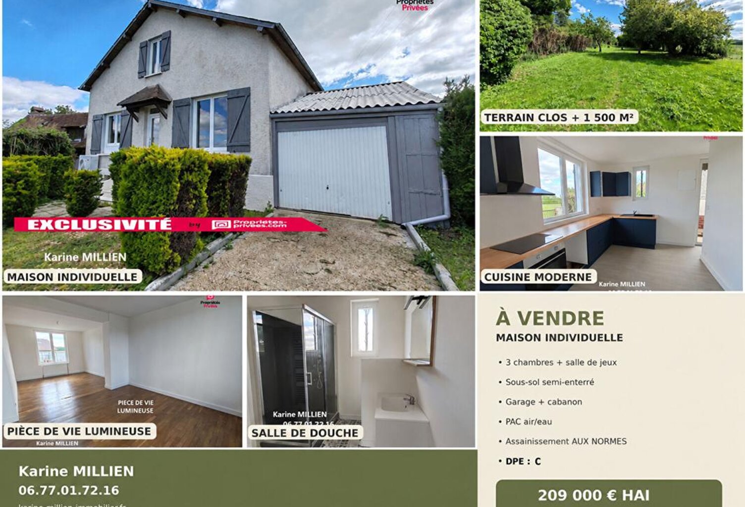 NONANCOURT 27320 Maison individuelle avec sous sol semi enterré - 1 étage - 3 chambres - Garage - Cabanon de jardin - 209 000  HAI — photo 1