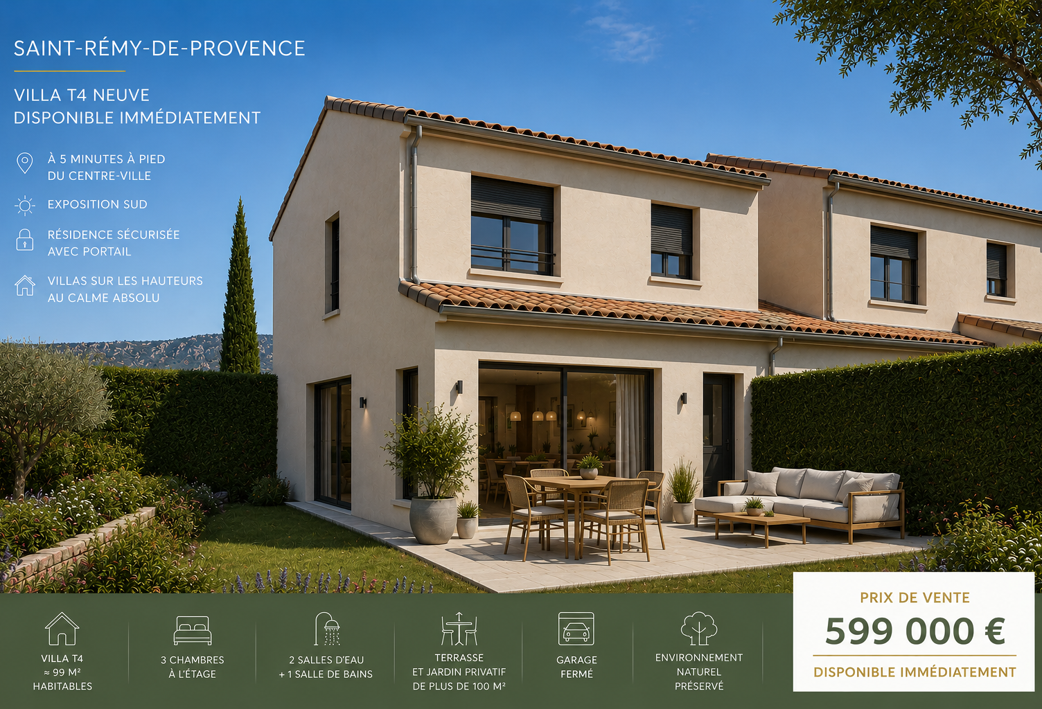 Villa T4 neuve de 100 m² disponible immédiatement avec jardin, garage dans résidence sécurisée avec  — photo 1