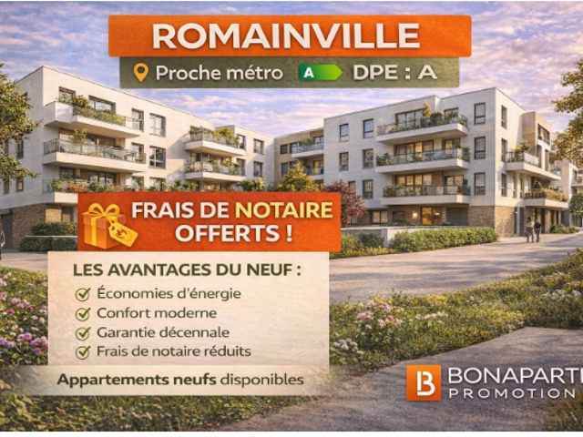 RARE A ROMAINVILLE – APPARTEMENTS NEUFS DU 3 EVOLUTIF 4 PIÈCES – AUX PORTES DE PARIS — photo du bien