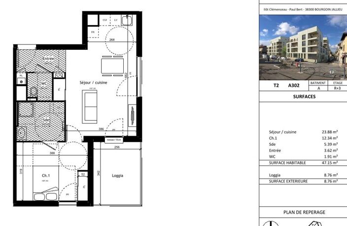 Location appartement 2 pièces 47 m² à Bourgoin-Jallieu (38300) — photo 4