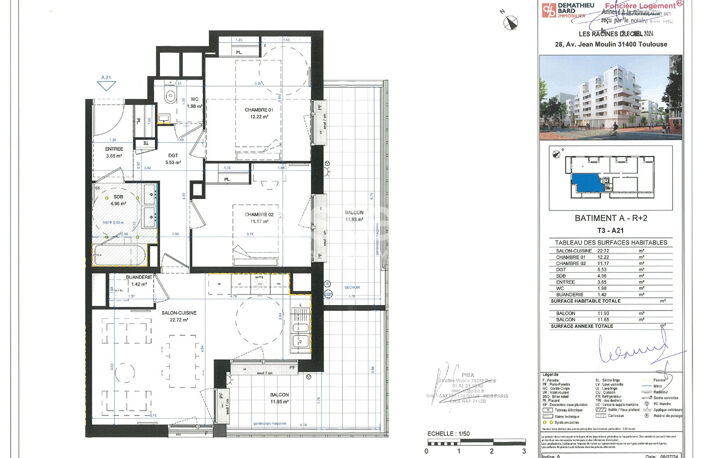 Toulouse 31400 EMPALOT T3 NEUF de 63.65m²  avec deux terrasses de 11.93 et 11.65m² , une place de parking en sous sol — photo 4