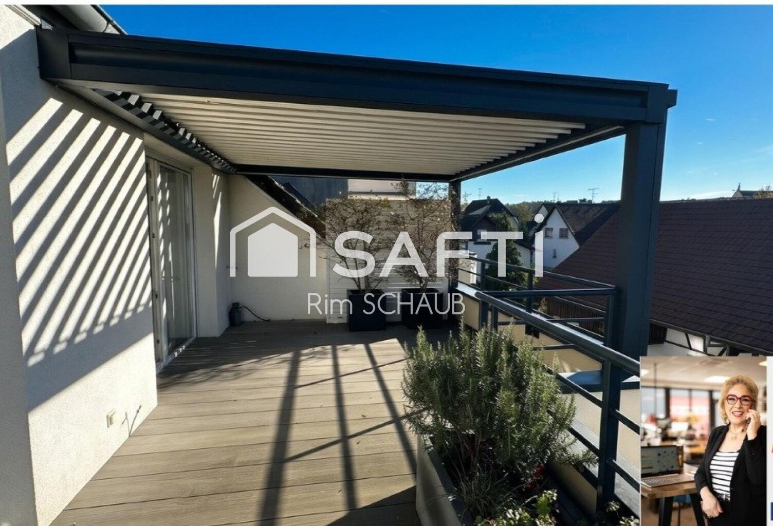 Attique Lumineux env. 87 m² (92 m² au sol)  3 ch  Terrasses 42 m² avec pergola bioclimatique  Garage double, parking & cave  Hésingue centre — photo 1